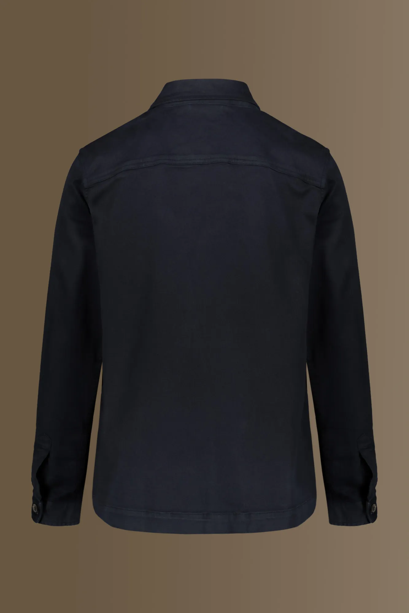 Overshirt uomo tinta unita tessuto costruzione twill