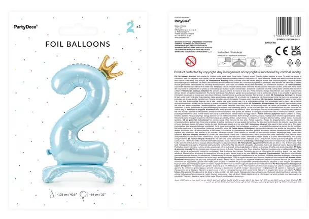 Palloncino numero 2 baby blu