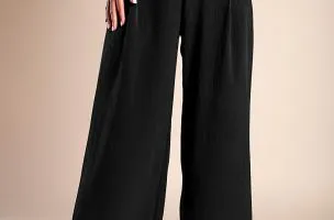 Pantaloni lunghi eleganti con bottoni, neri.