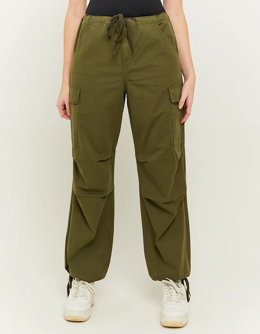 Pantaloni Parachute A Vita Media Verdi  