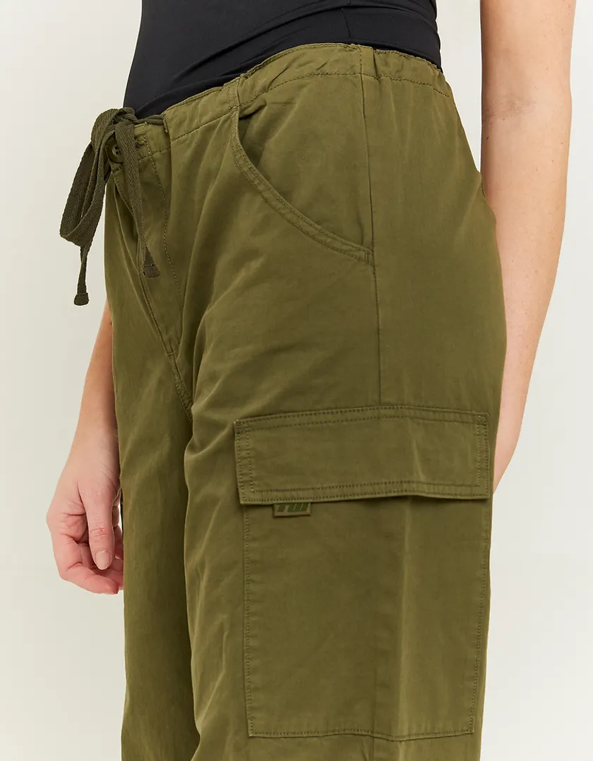 Pantaloni Parachute A Vita Media Verdi  