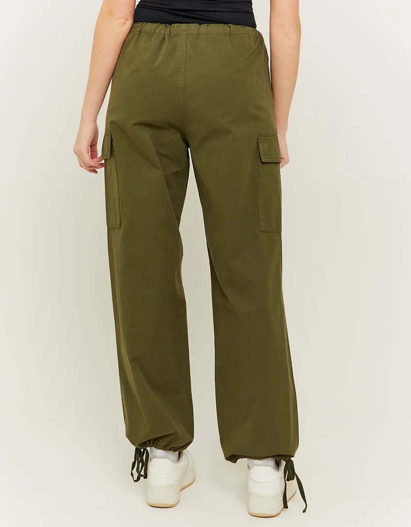 Pantaloni Parachute A Vita Media Verdi  