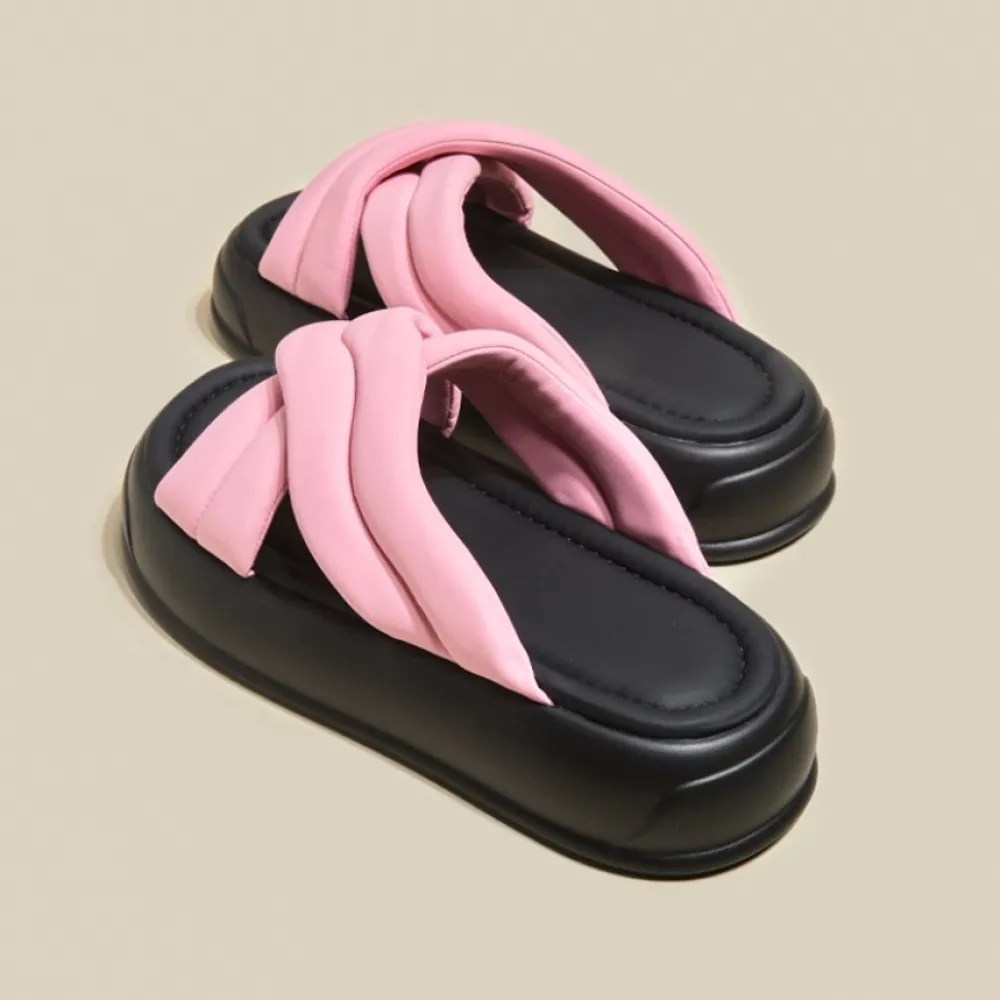 Pantofole da donna con suola spessa, nuovo stile estivo 2024, pantofole con plateau antiscivolo, rialzate e alla moda