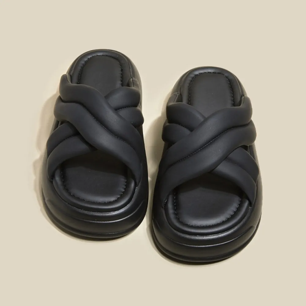 Pantofole da donna con suola spessa, nuovo stile estivo 2024, pantofole con plateau antiscivolo, rialzate e alla moda