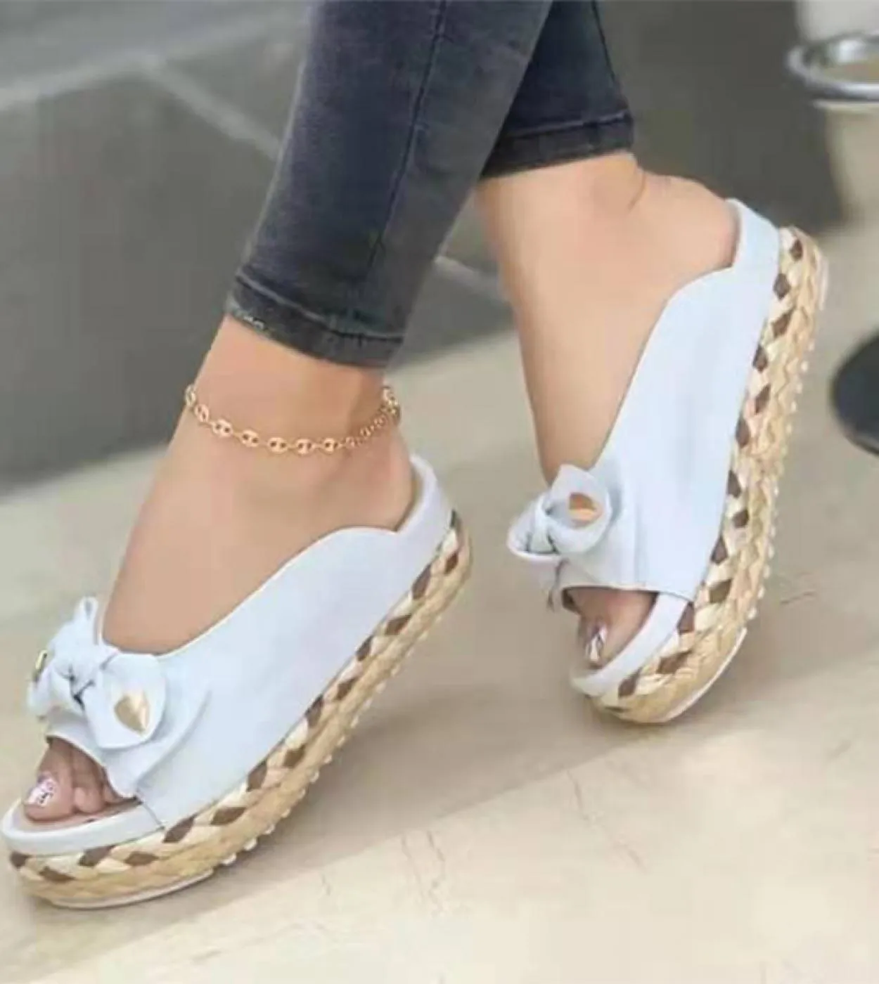 Pantofole da donna intrecciate con suola spessa Sandali da donna con cuciture morbide Sandali piatti comodi da donna Scarpe da s