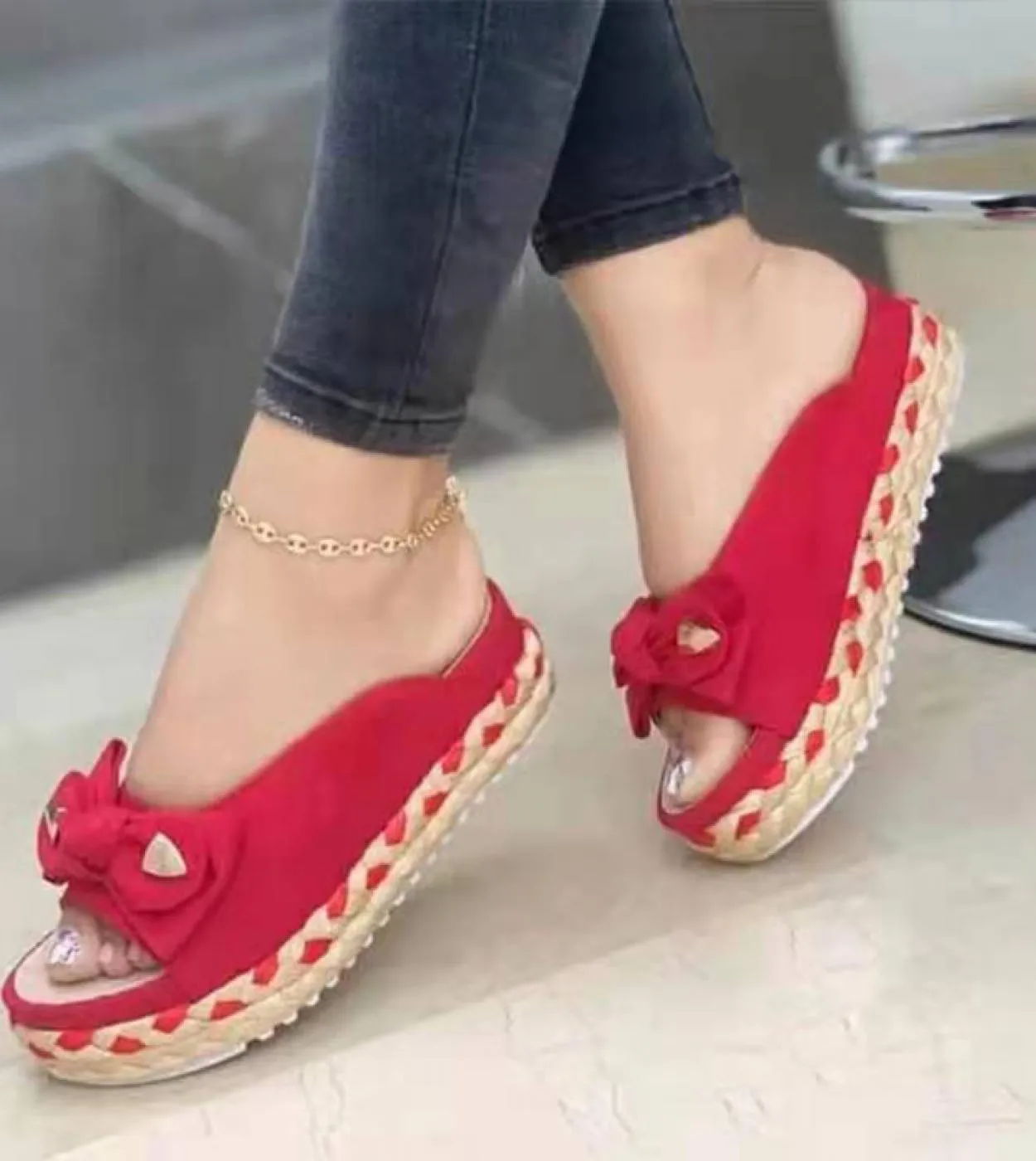 Pantofole da donna intrecciate con suola spessa Sandali da donna con cuciture morbide Sandali piatti comodi da donna Scarpe da s