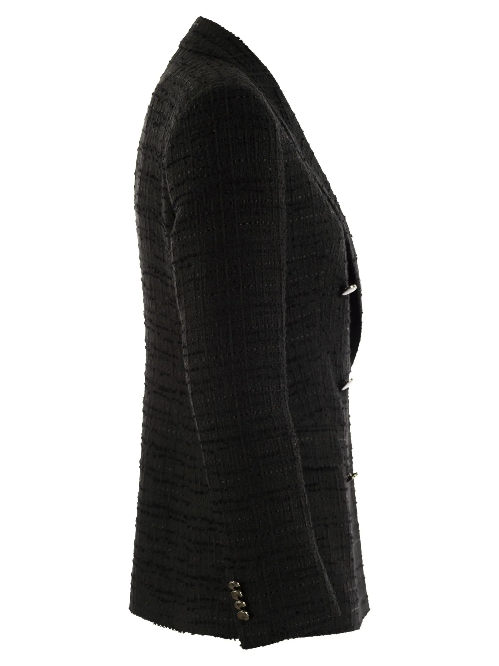 PARIS – Double-breasted cotton blend blazer