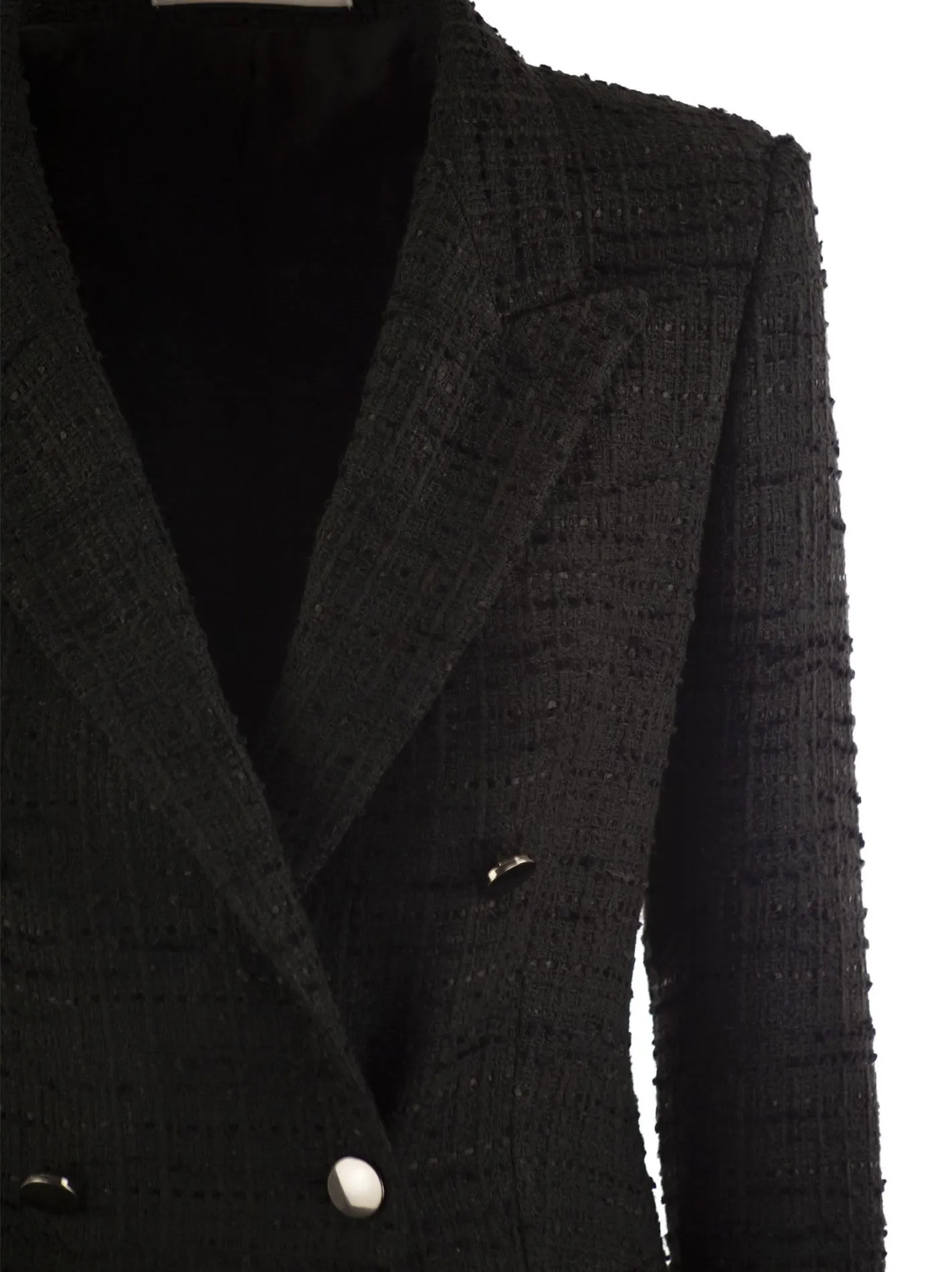 PARIS – Double-breasted cotton blend blazer
