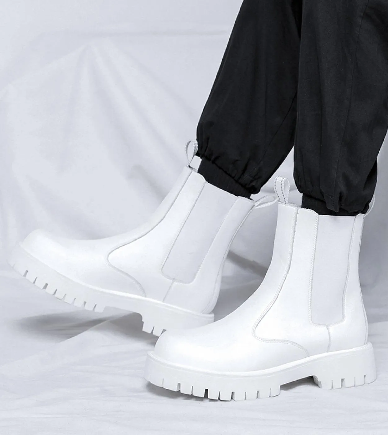 Pelle Walking Show Scarpe alte Stivali da motociclista in pelle Stivali Chelsea Primavera