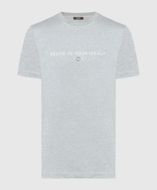Peserico T-shirt grigia con stampa R55000J0Q802358