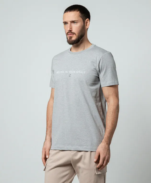 Peserico T-shirt grigia con stampa R55000J0Q802358