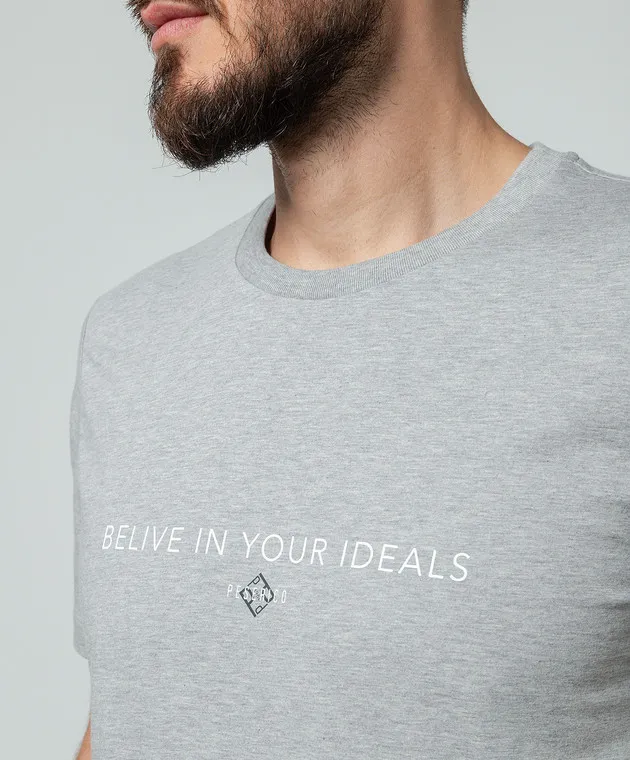 Peserico T-shirt grigia con stampa R55000J0Q802358