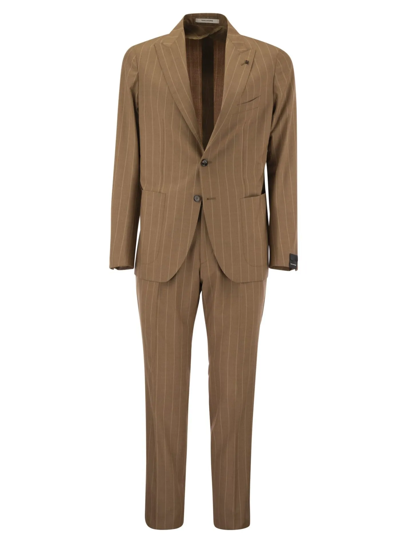 Pinstripe suit in wool and silk