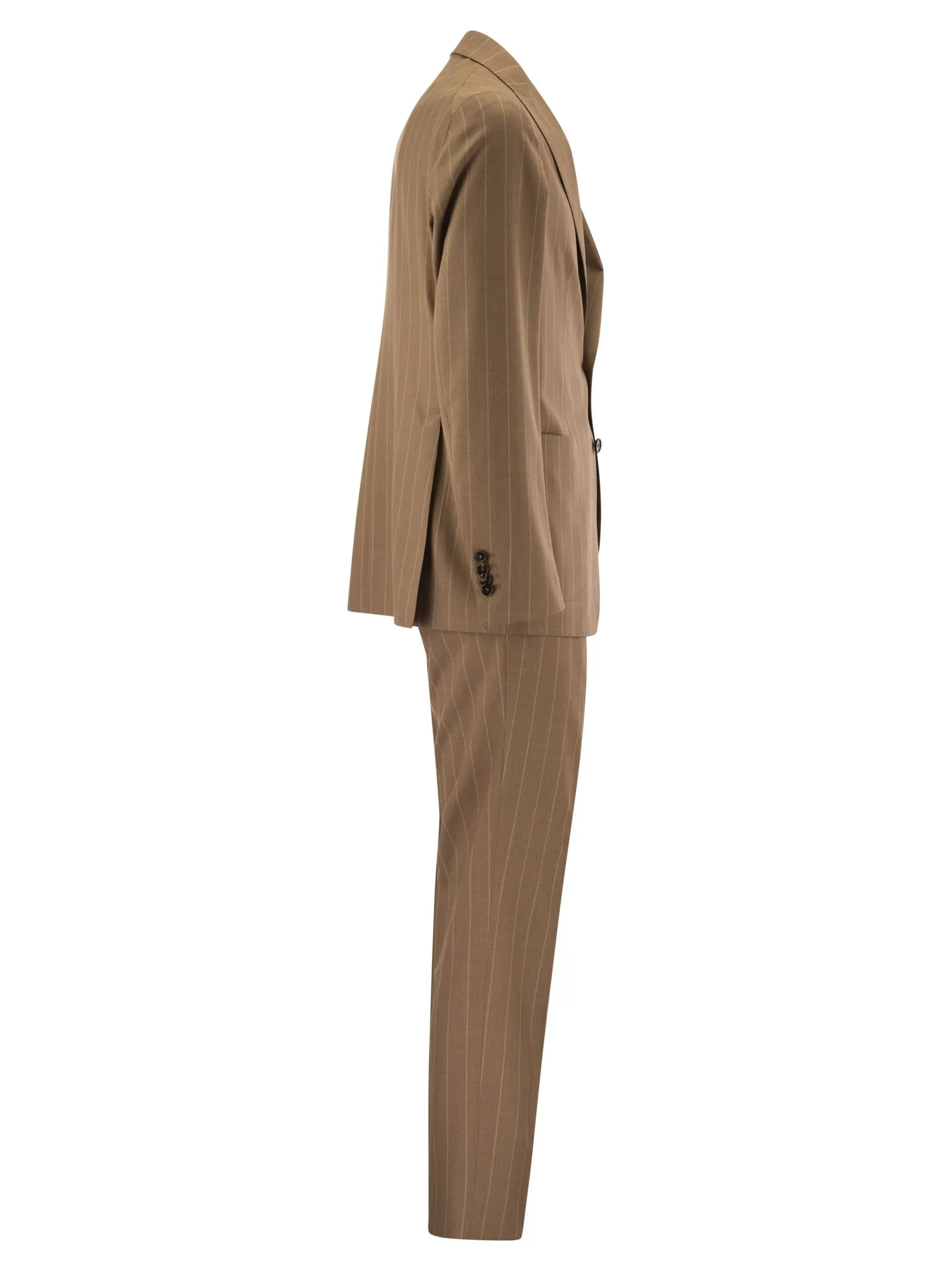 Pinstripe suit in wool and silk