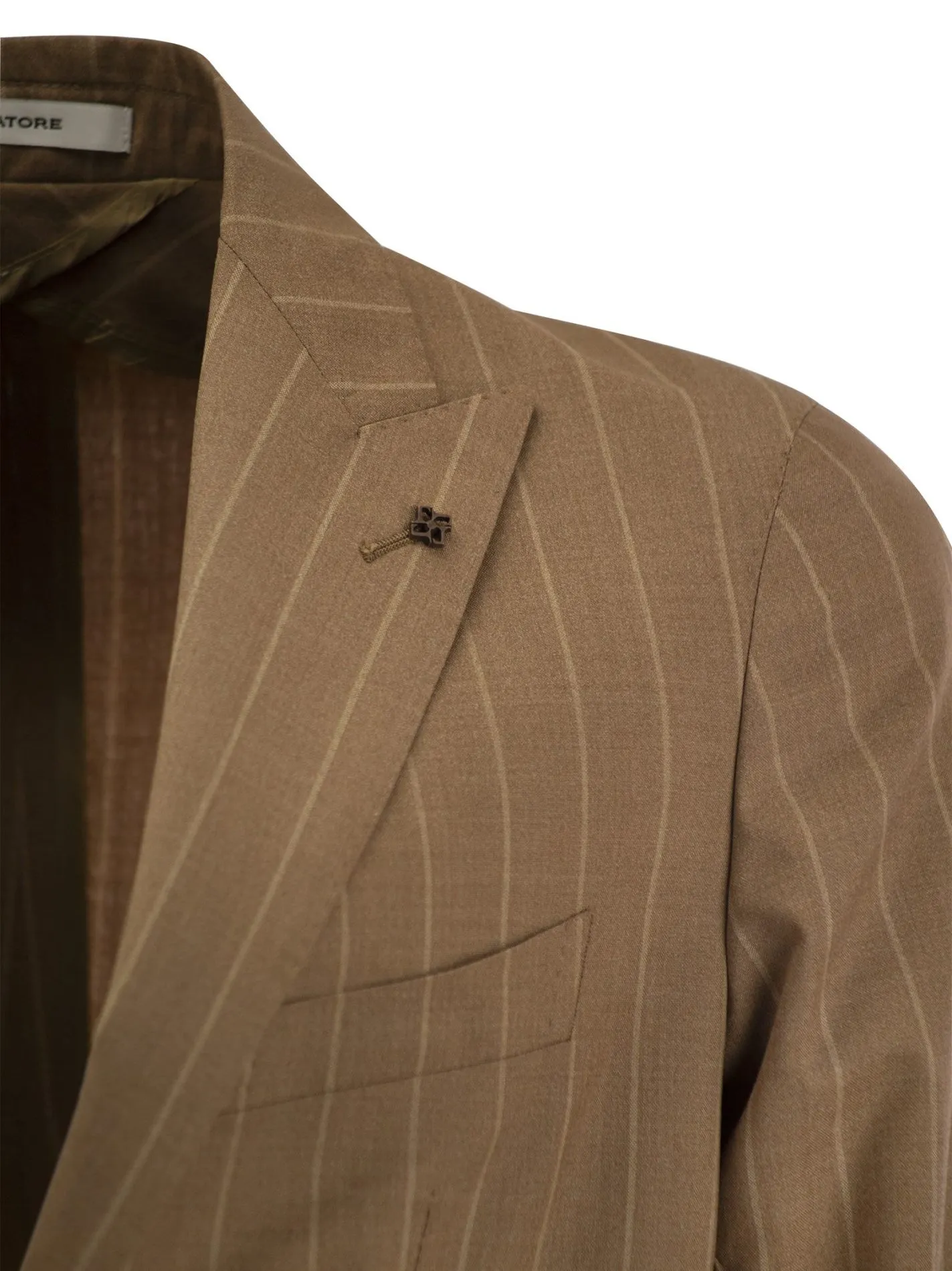 Pinstripe suit in wool and silk