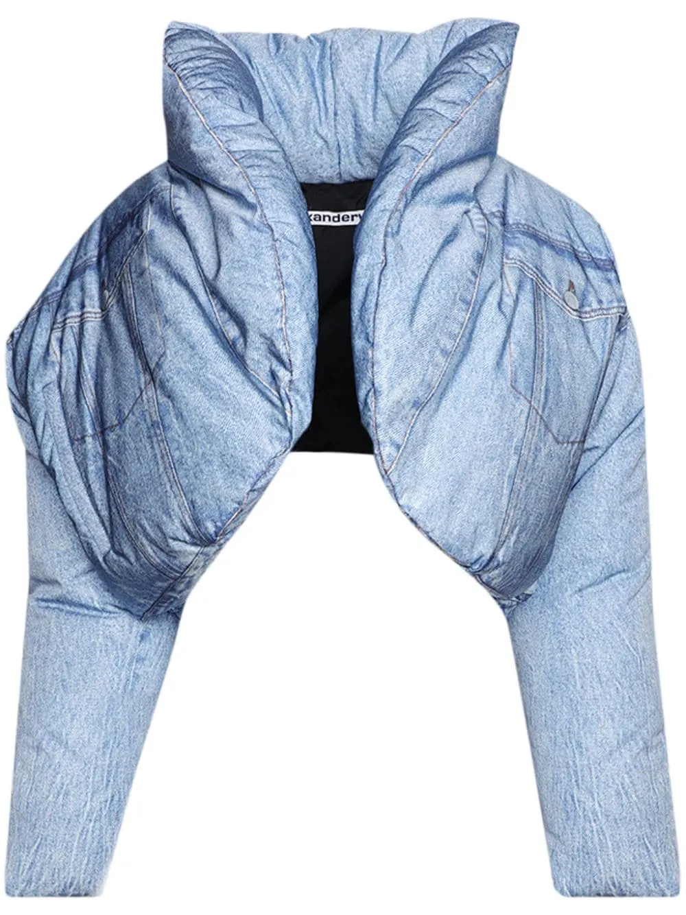 Piumino con stampa trompe l'oeil in azzurro - donna