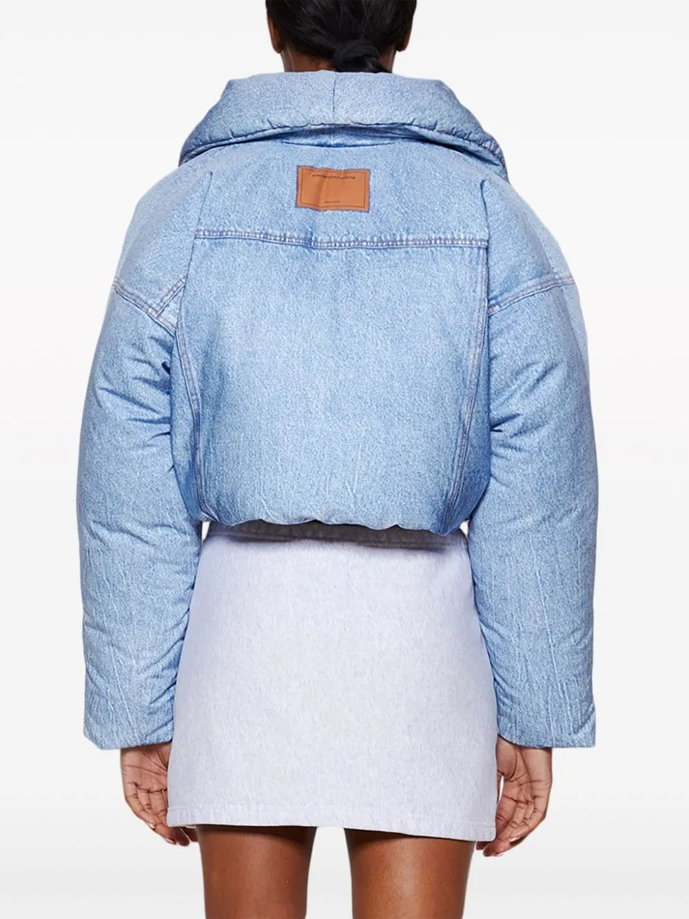 Piumino con stampa trompe l'oeil in azzurro - donna