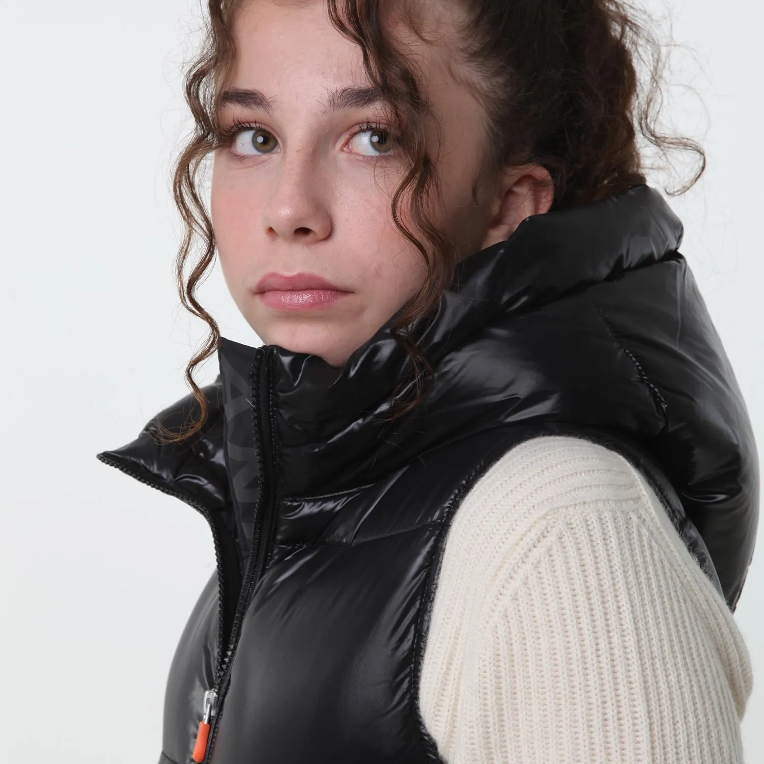 Piumino Gilet Uma Nero Semilucido Teen E Ragazza