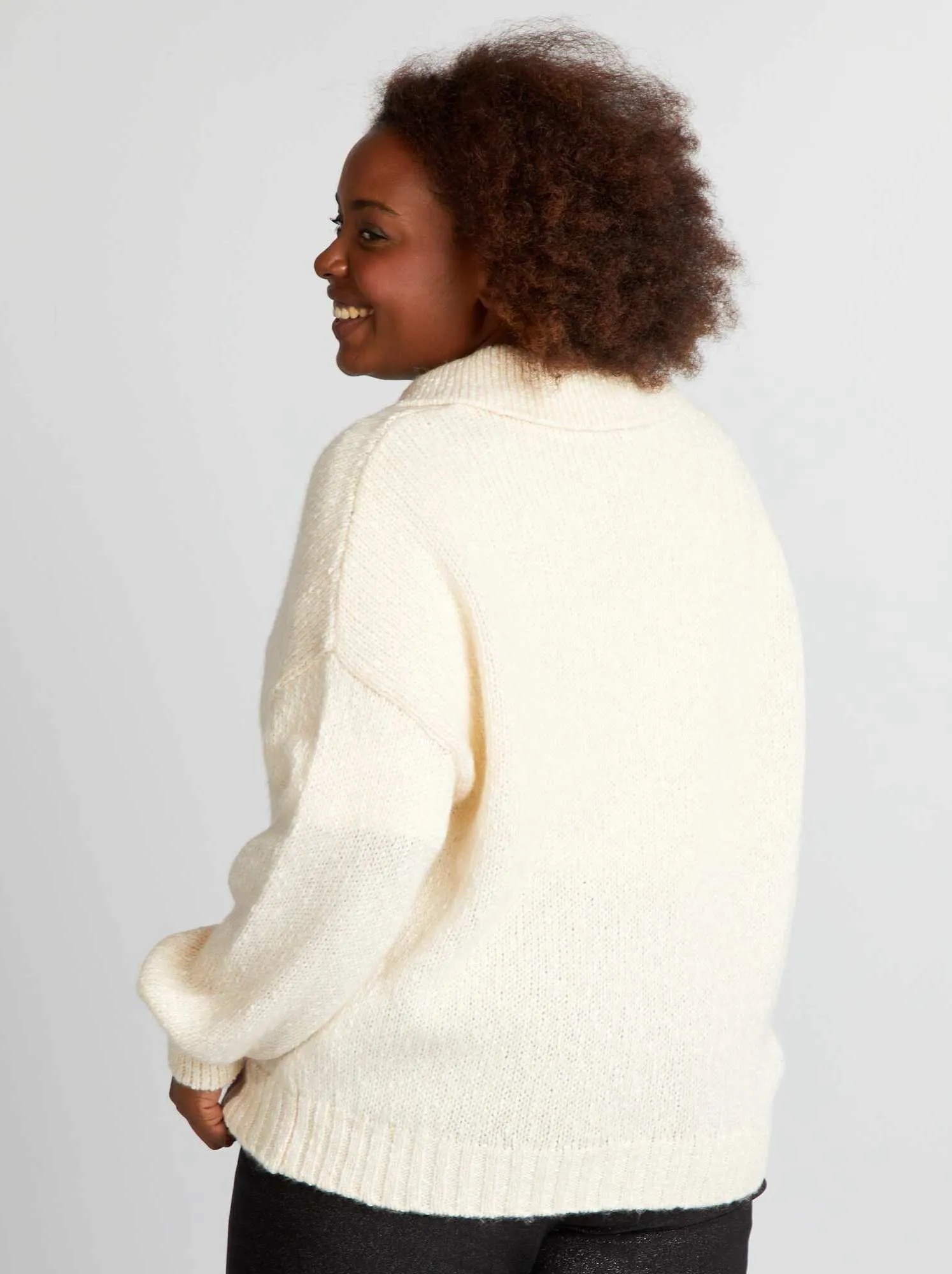 Pullover a maglia spessa - BEIGE
