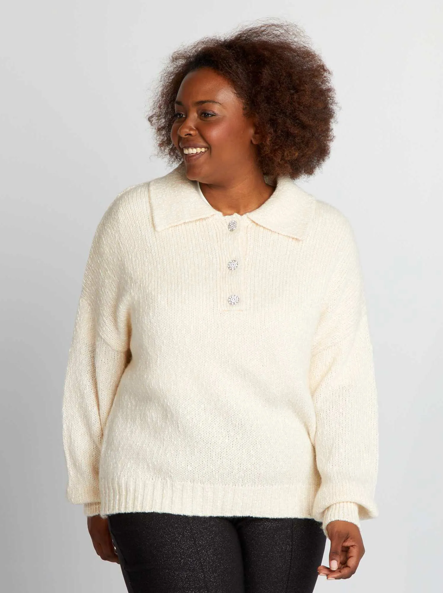 Pullover a maglia spessa - BEIGE
