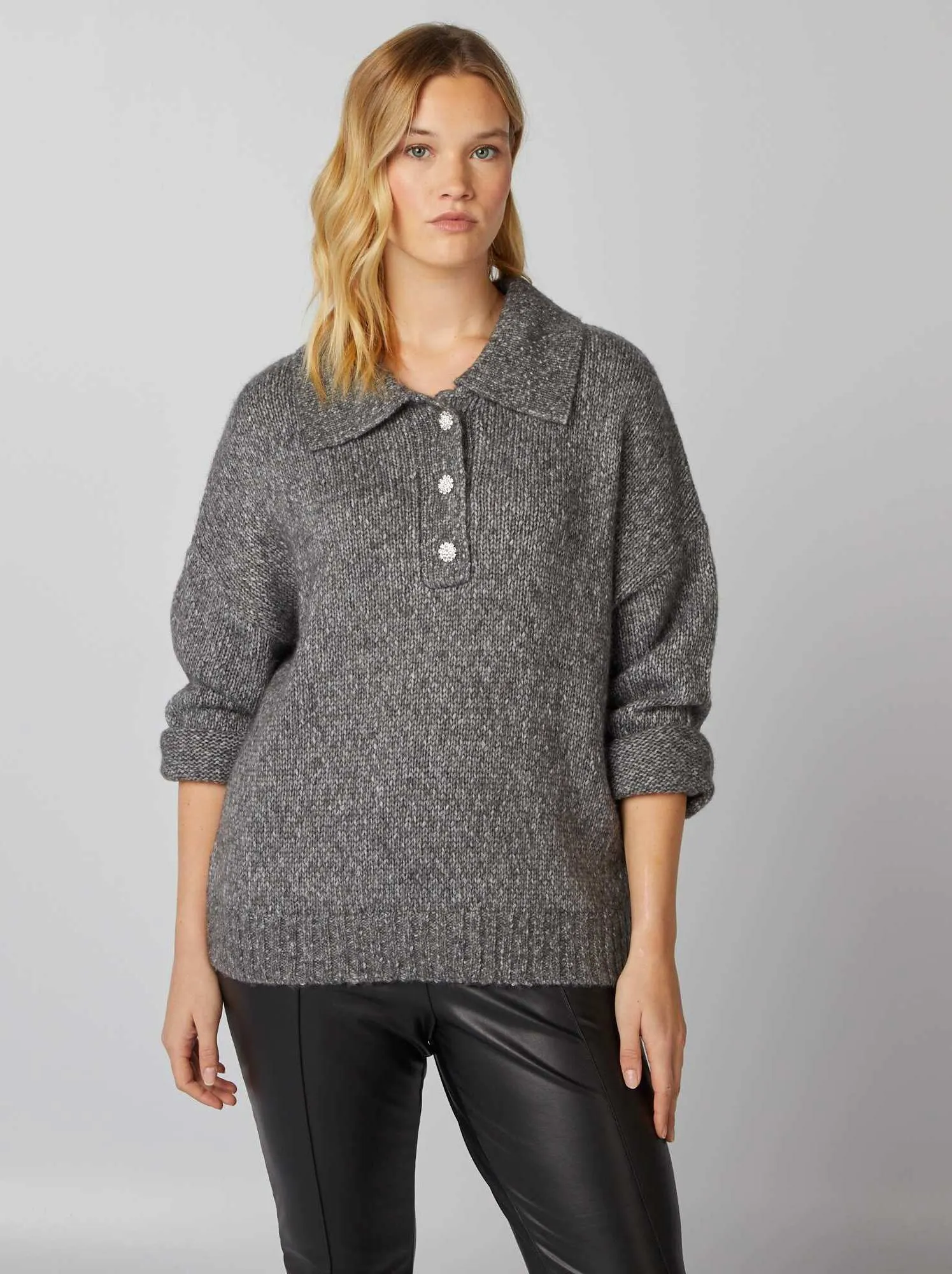 Pullover a maglia spessa - GRIGIO