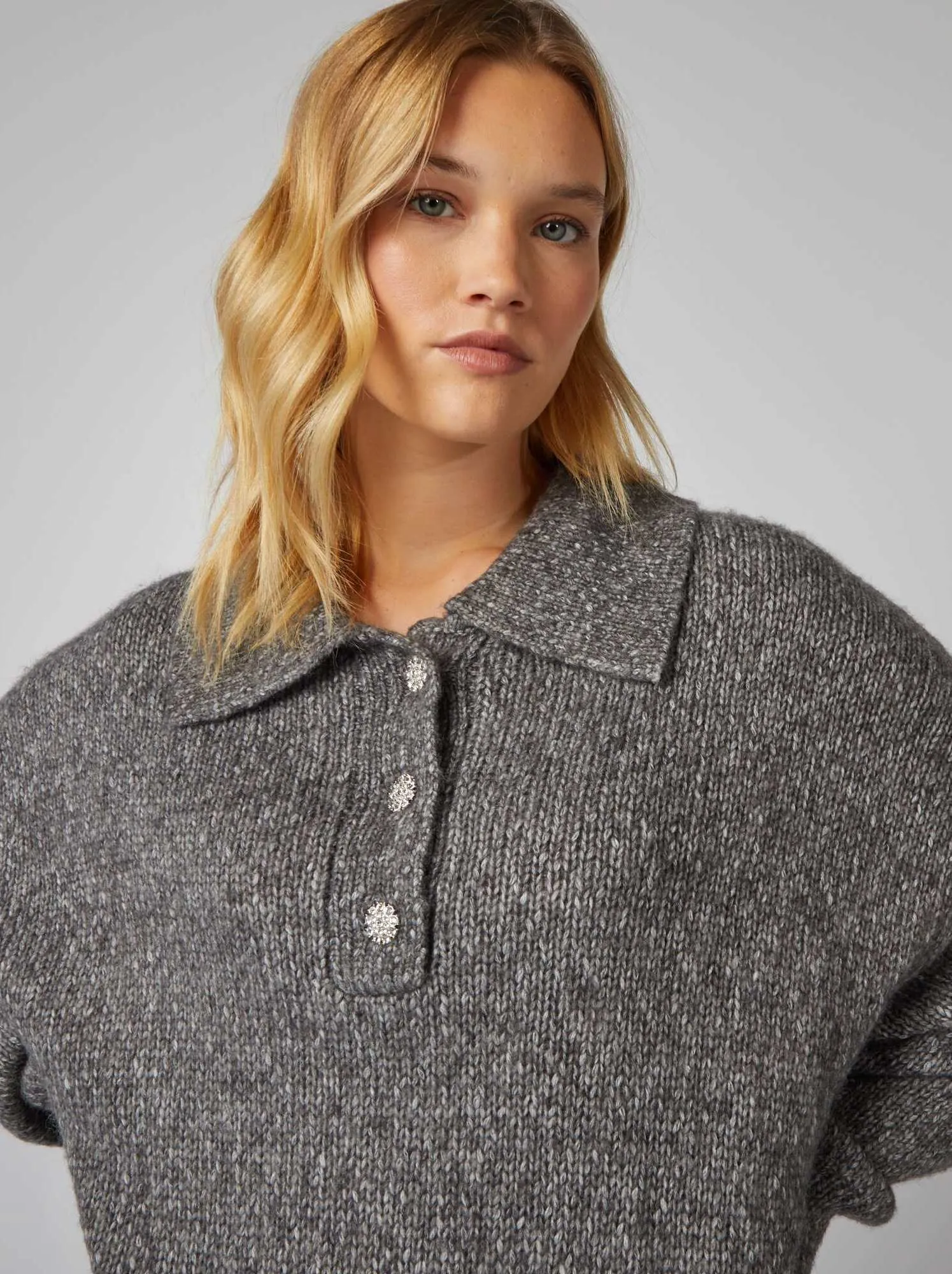 Pullover a maglia spessa - GRIGIO