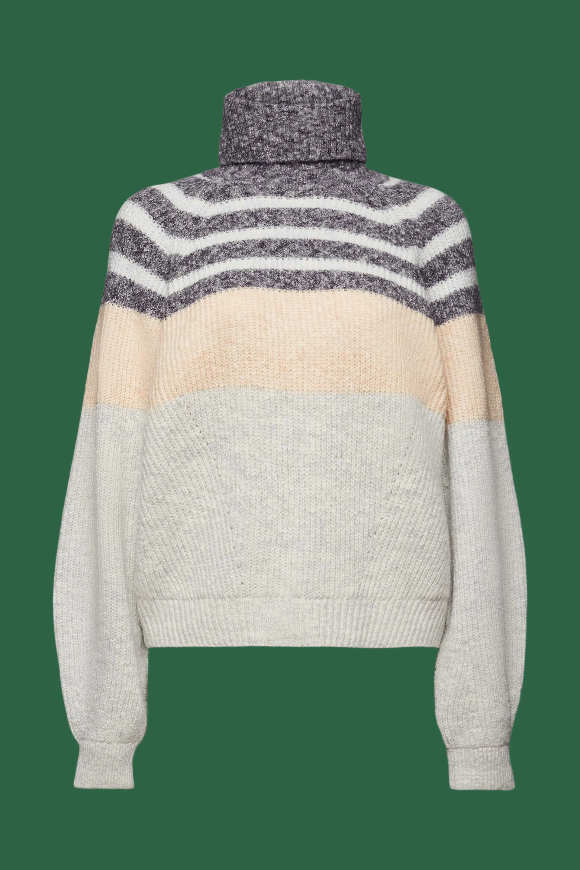 Pullover dolcevita in maglia a coste con righe