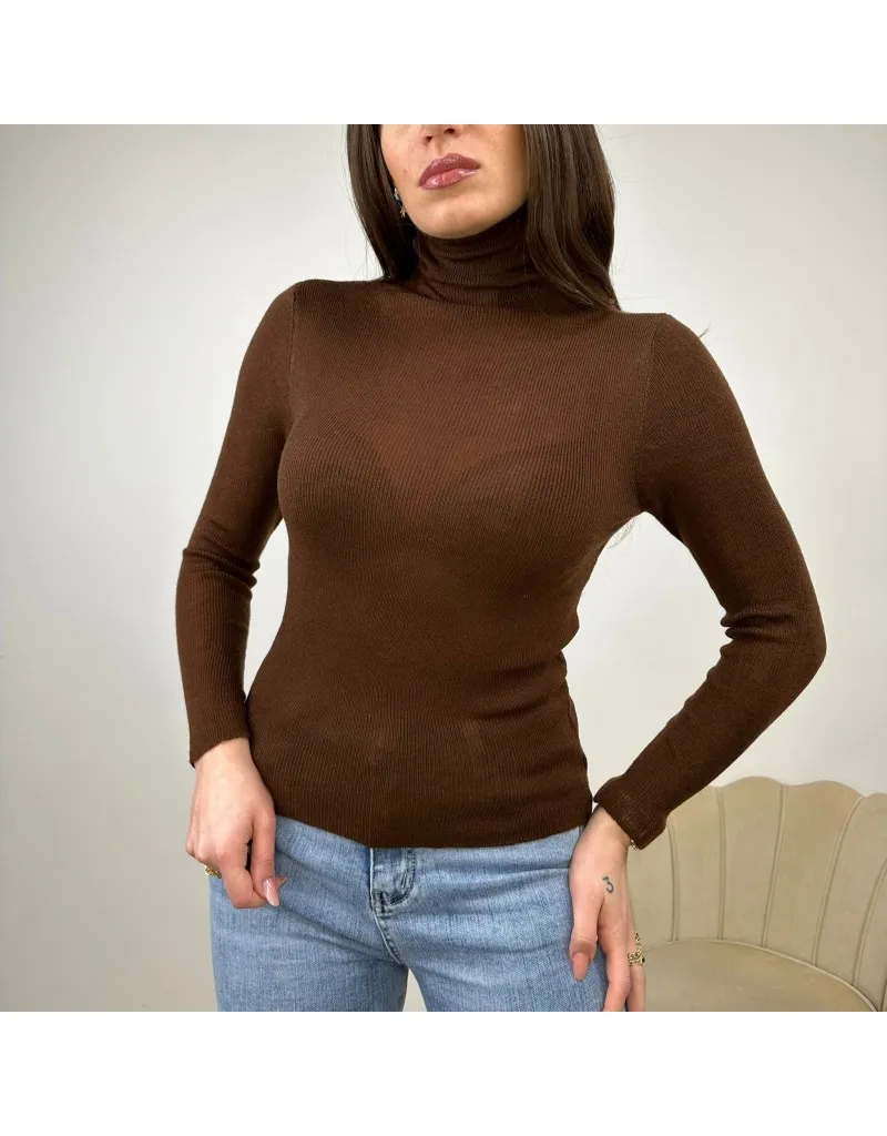 PULLOVER IN FILO DOLCEVITA MARRONE
