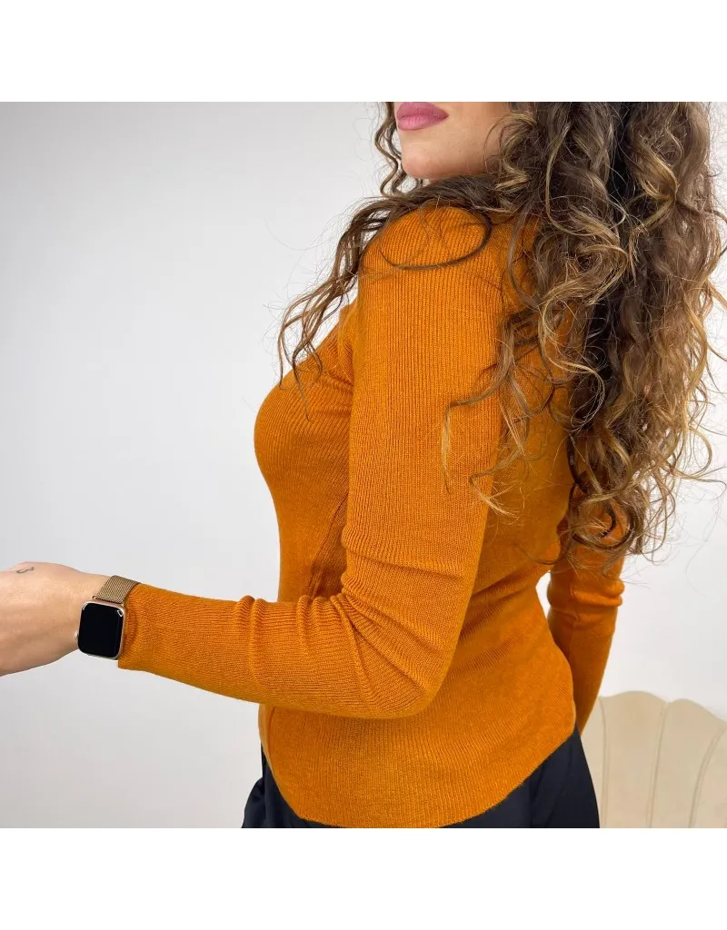 PULLOVER IN FILO DOLCEVITA RUGGINE