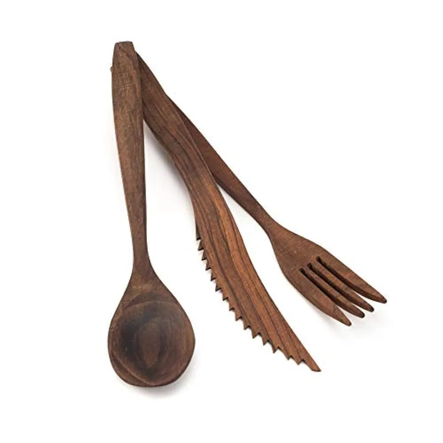 Ribnican Kitchen Set Posate Legno Coltello Forchetta Cucchiaio Posate da Viaggio Campeggio Pic Nic 143845325