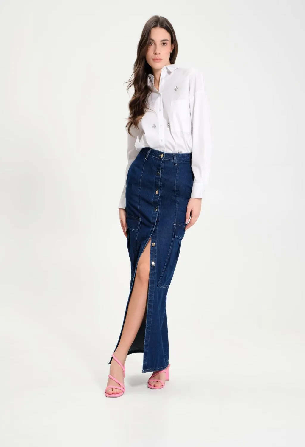 rinascimento  gonna lunga in denim