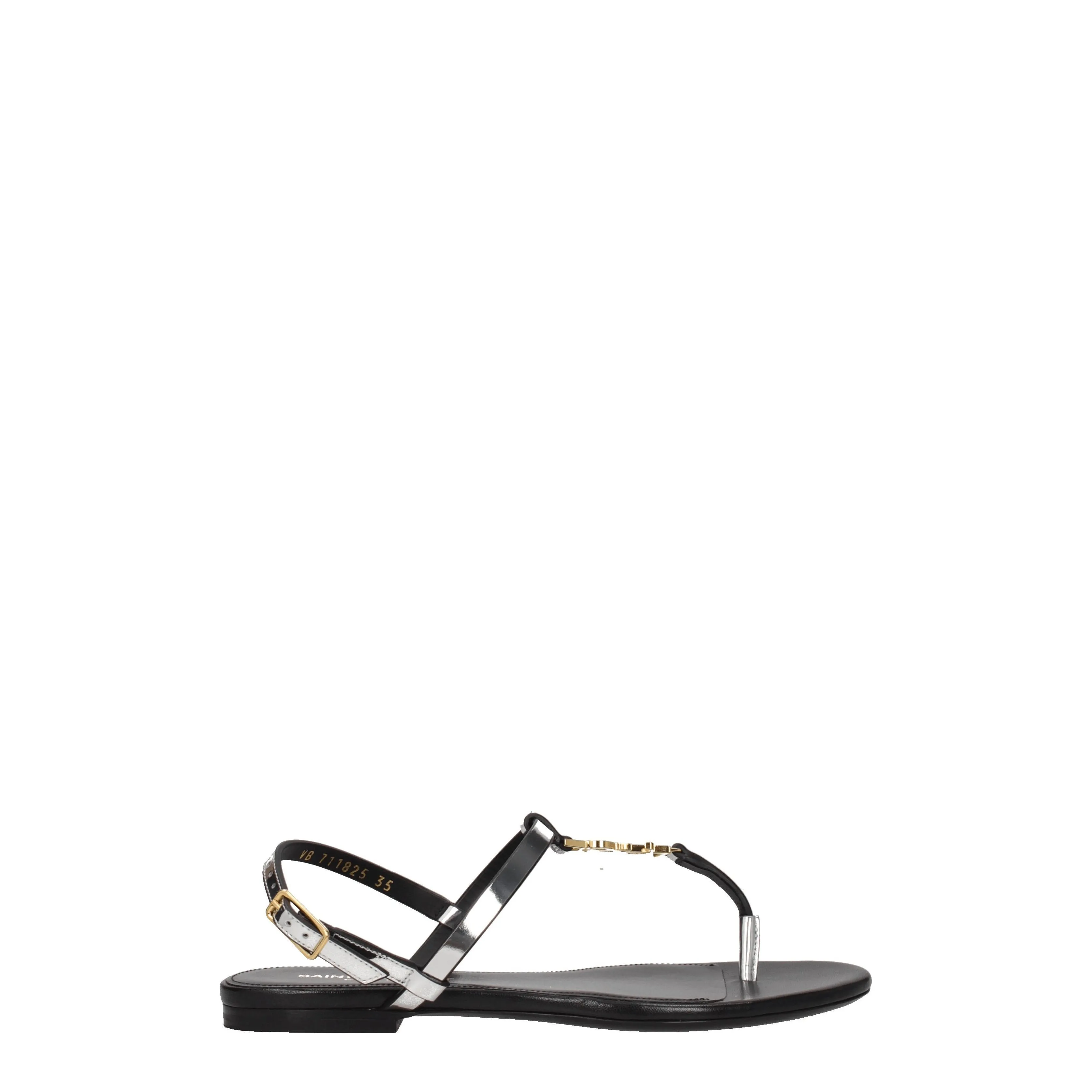 Saint Laurent Infradito Cassandra Donna Pelle Argento