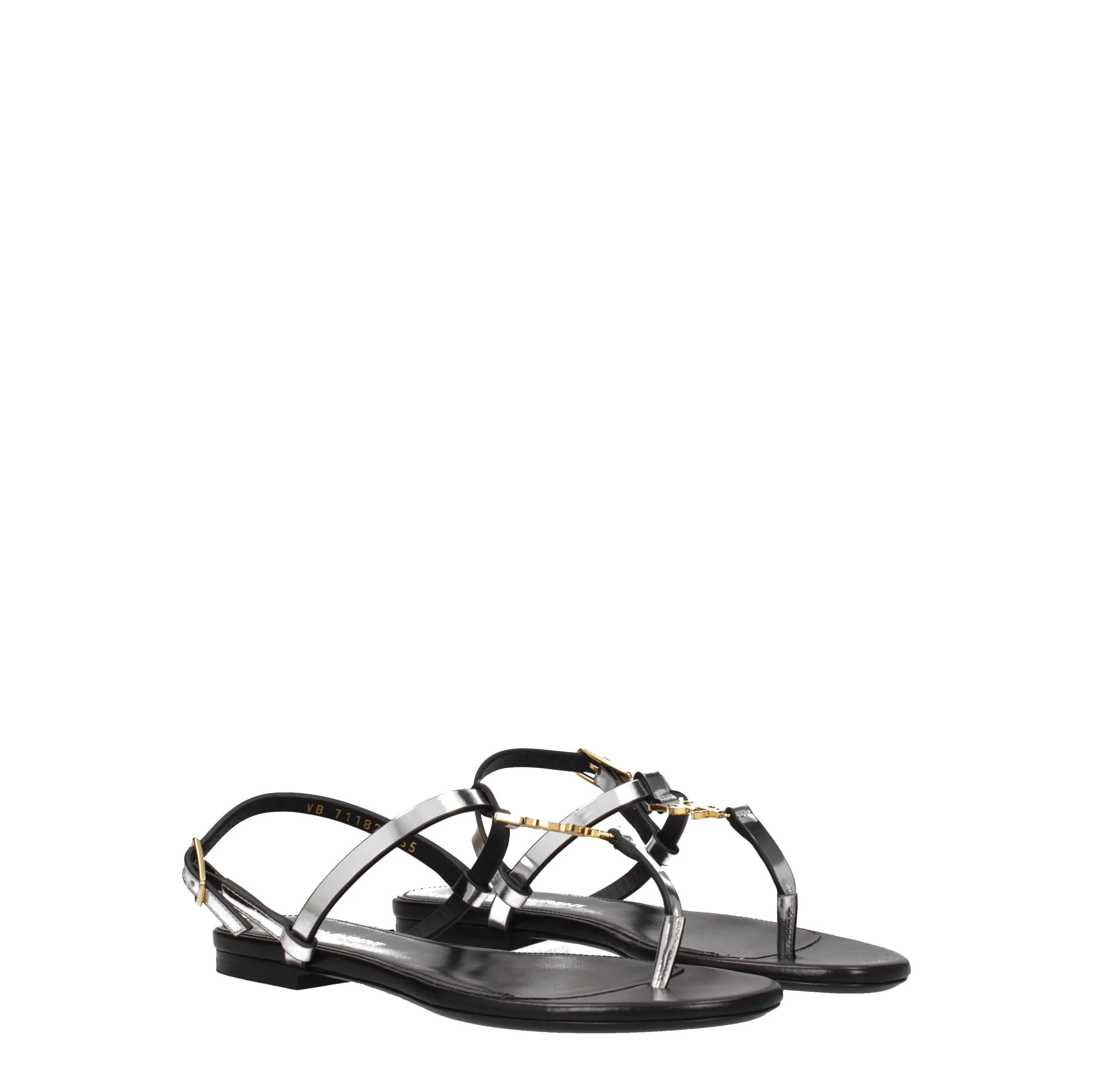 Saint Laurent Infradito Cassandra Donna Pelle Argento