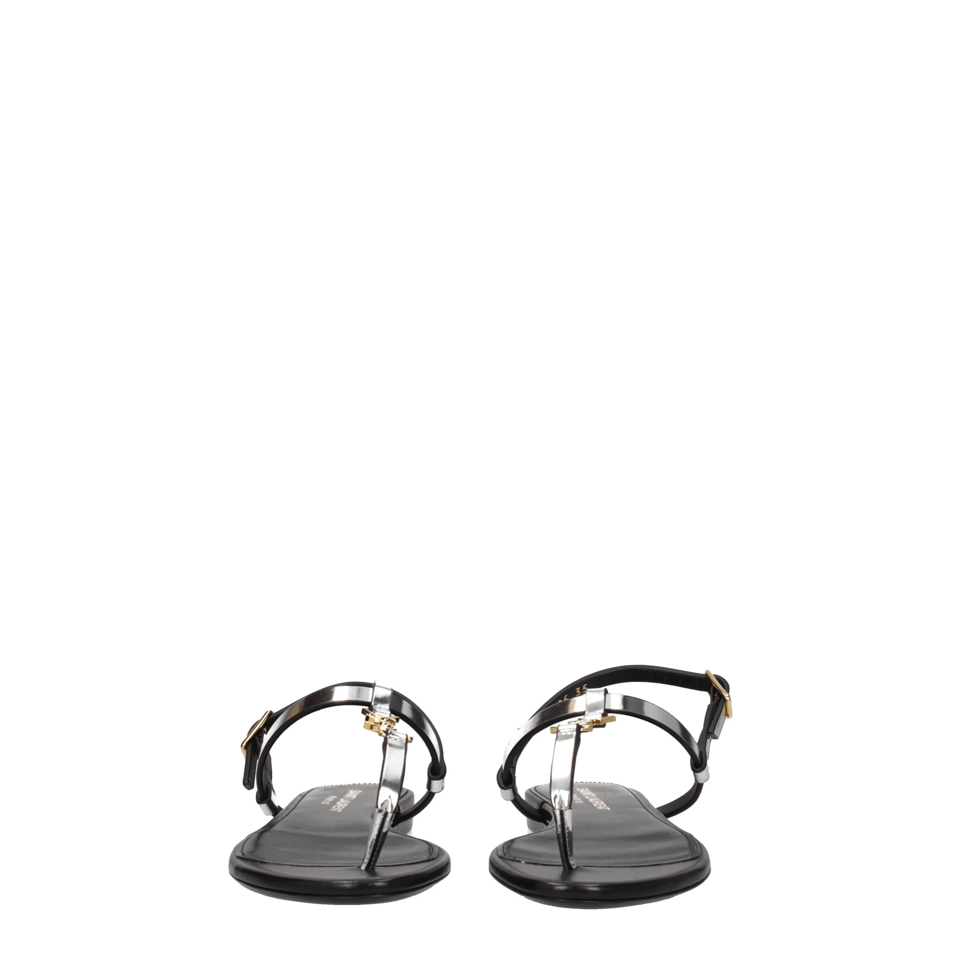 Saint Laurent Infradito Cassandra Donna Pelle Argento