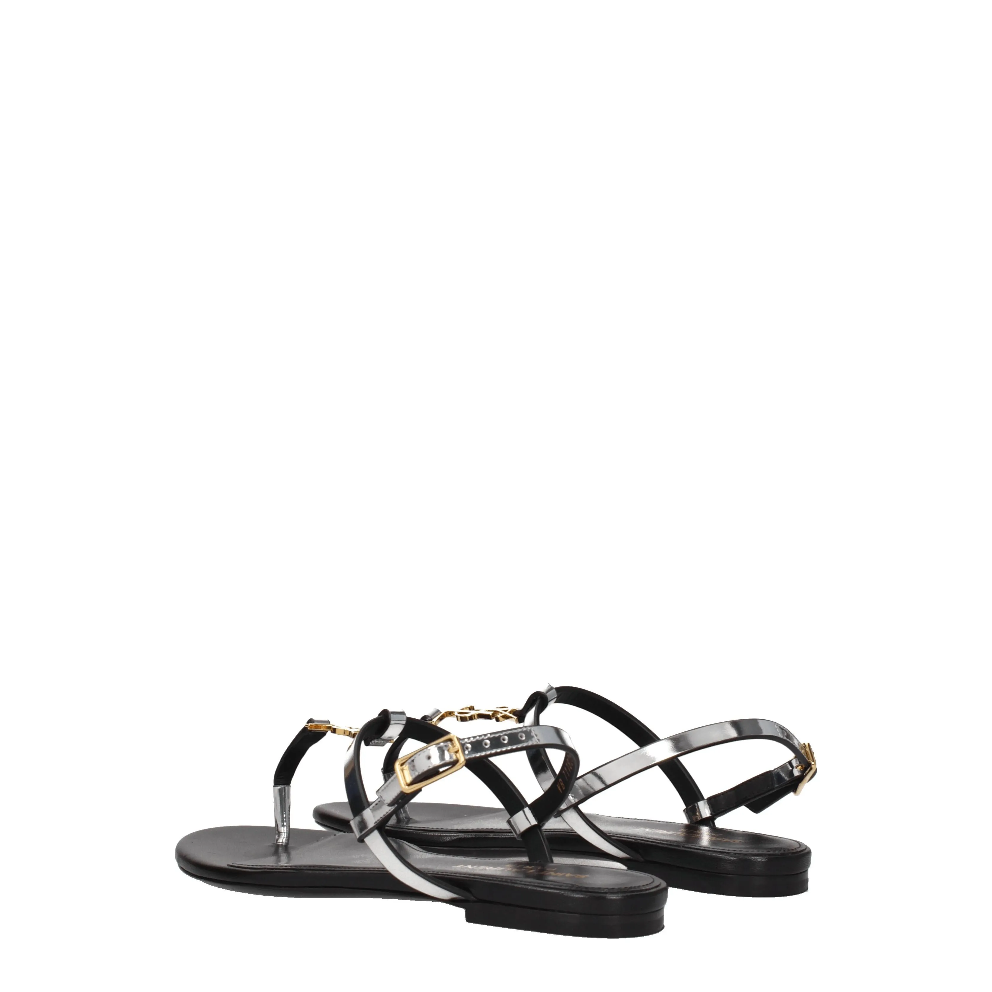 Saint Laurent Infradito Cassandra Donna Pelle Argento
