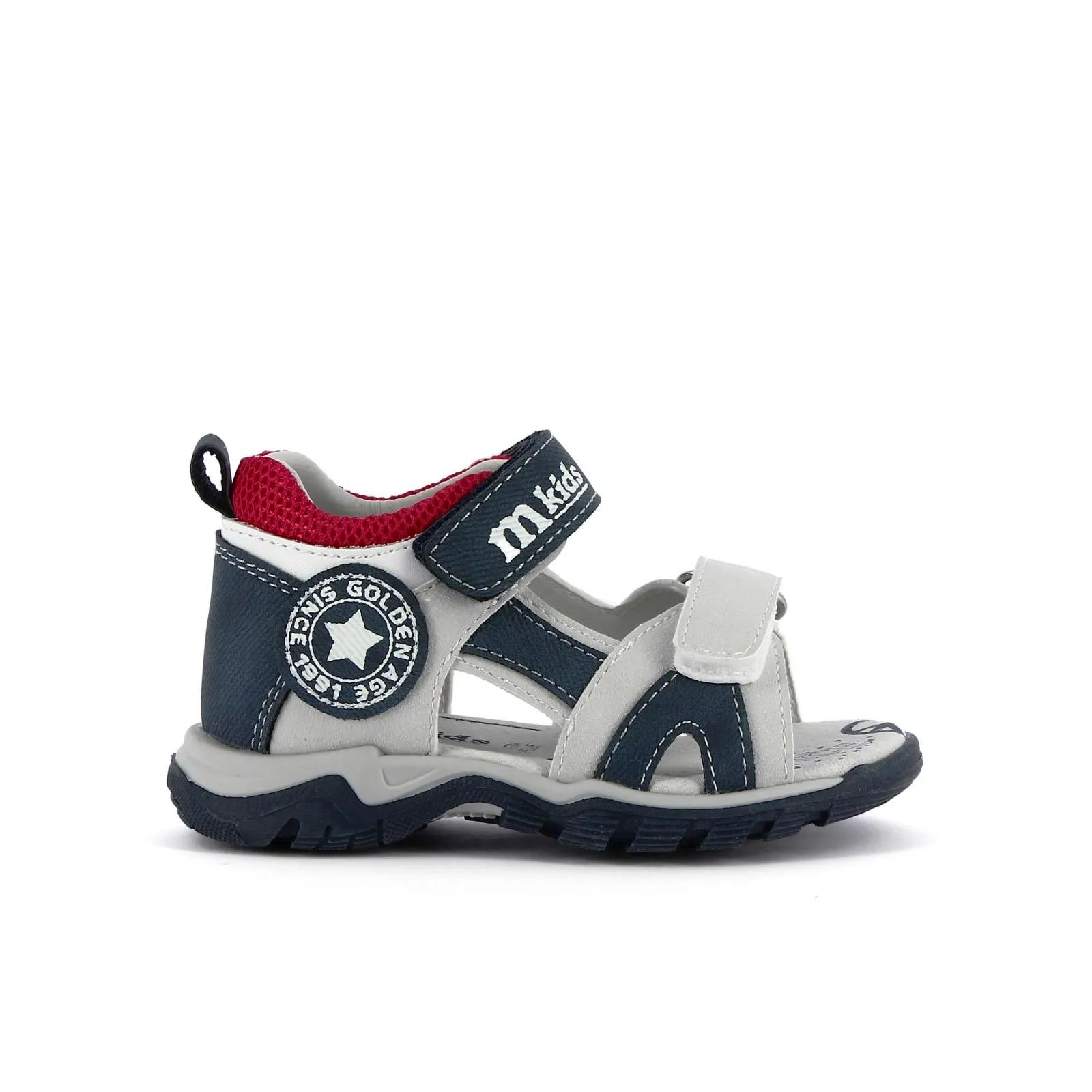 Sandali grigi sportivi con strappi e logo