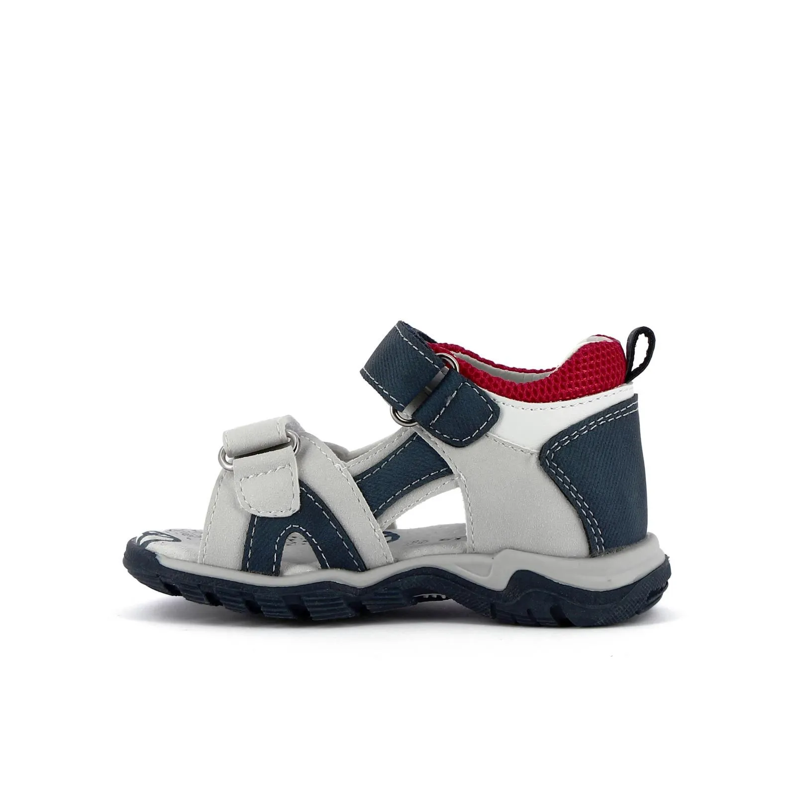 Sandali grigi sportivi con strappi e logo