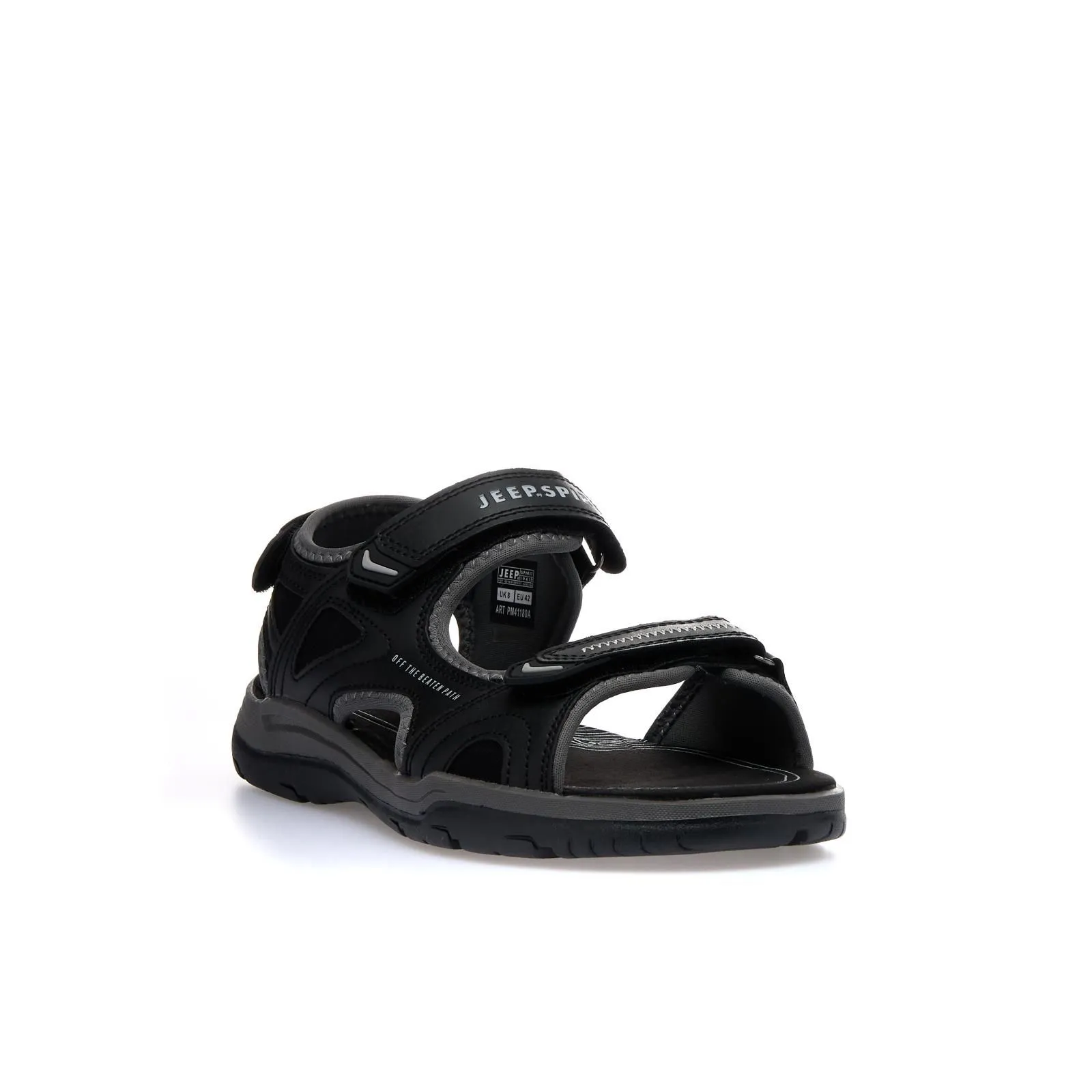 Sandali sportivi neri con velcro e suola in gomma