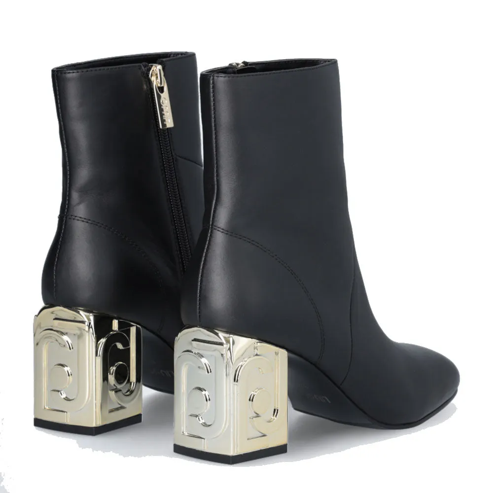 Scarpe Donna LIU JO Sara 01 Stivaletti in Pelle Nera con Tacco