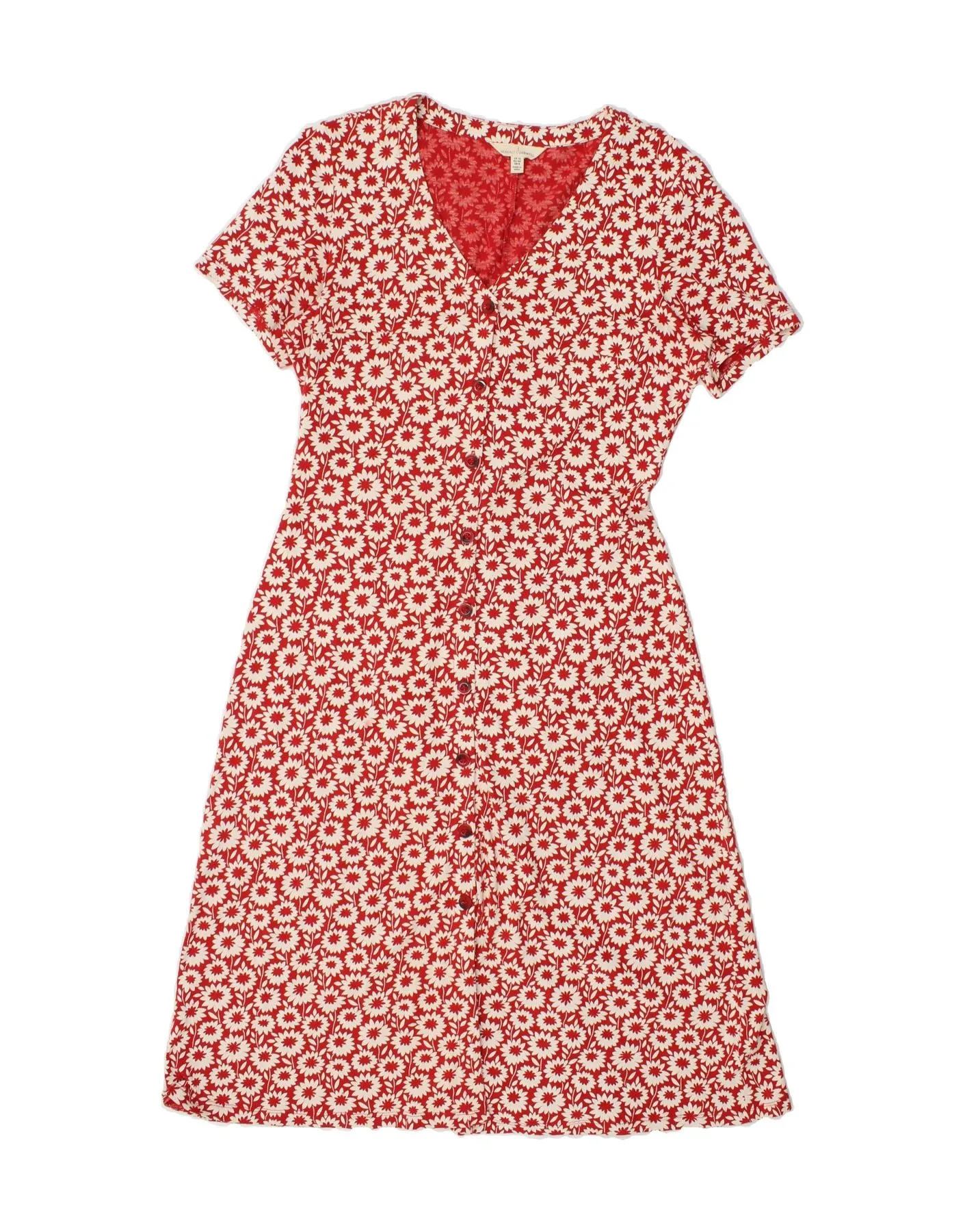SEASALT CORNWALL Womens Short Sleeves Shirt Dress UK 12 Medium Red Floral