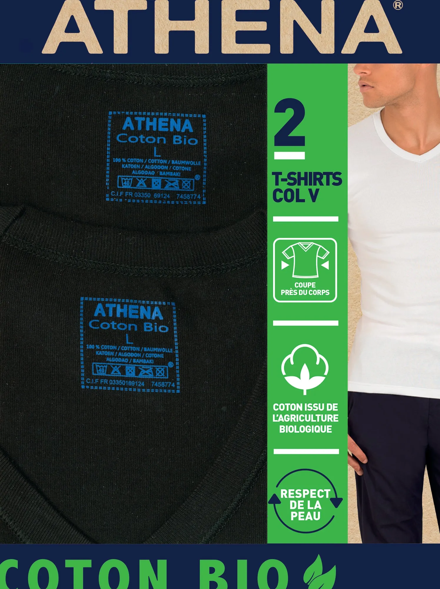 Set di 2 t-shirt 'Athena' in cotone - NERO
