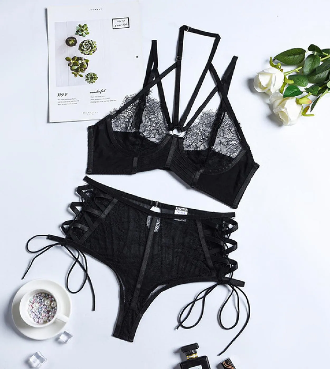Set intimo mutandine in pizzo Set intimo mutandine trasparenti Set intimo donna Set reggiseno e slip
