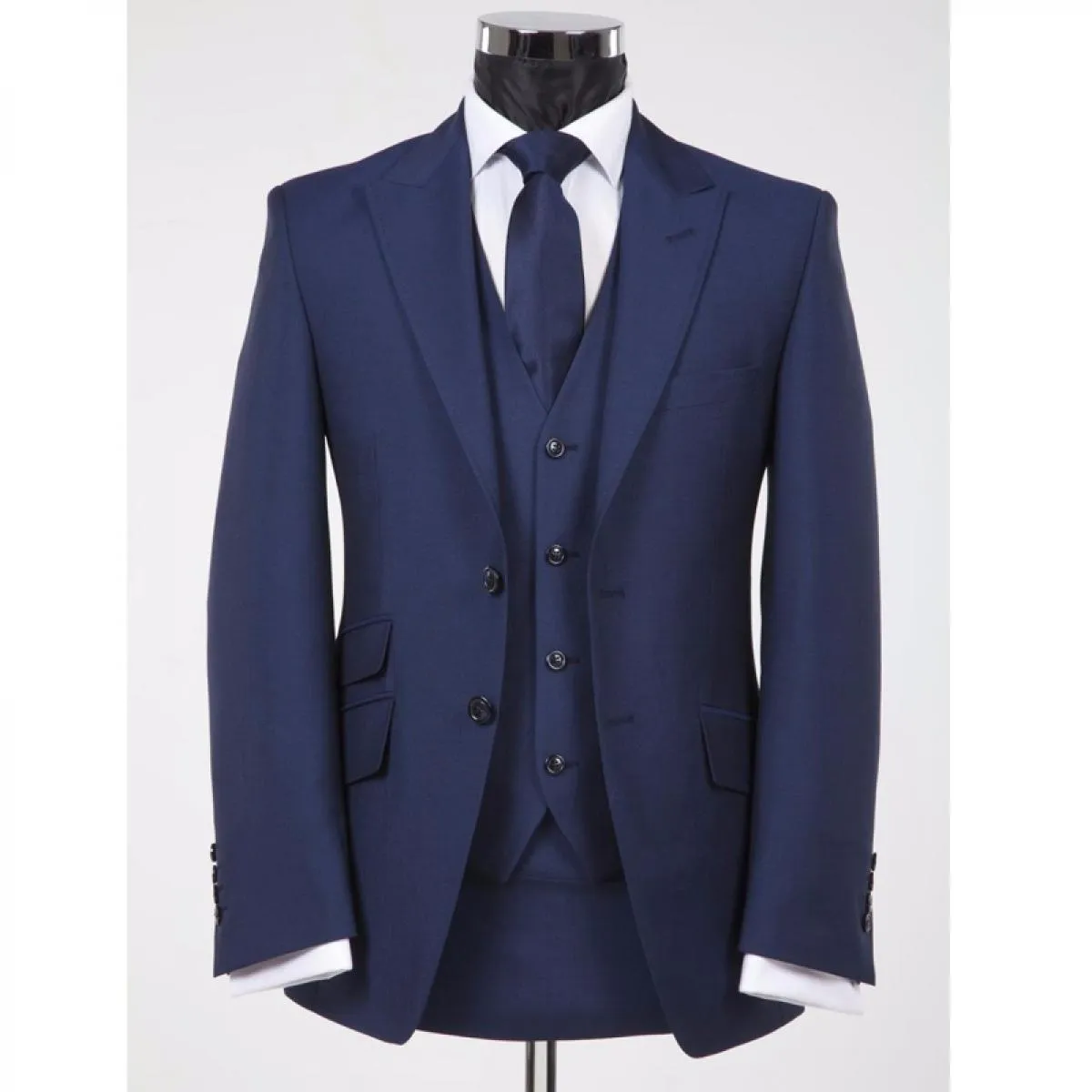 Smoking da sposo blu navy per uomo 3 pezzi slim fit uomo abiti con risvolto a punta giacca formale personalizzata per costume ma