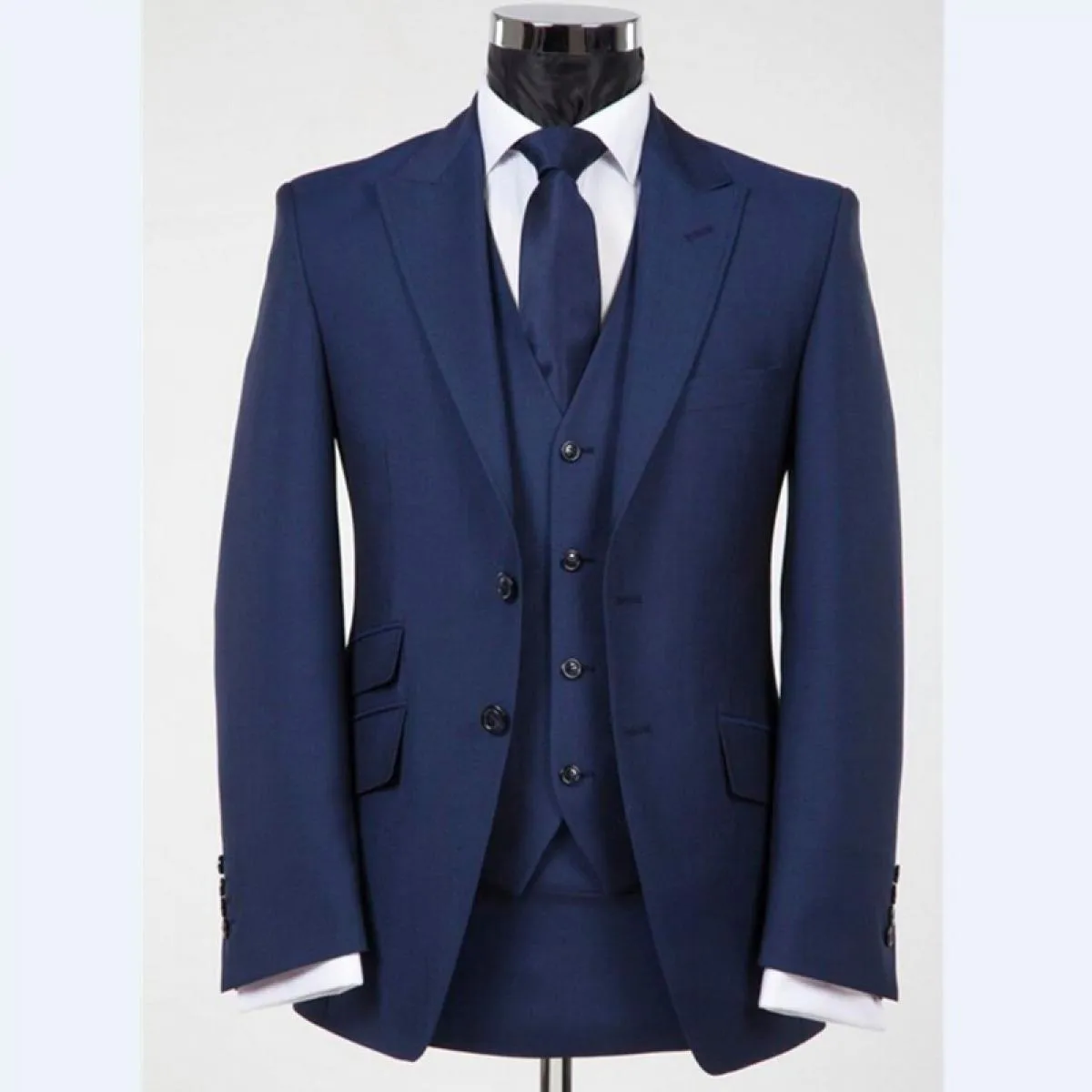 Smoking da sposo blu navy per uomo 3 pezzi slim fit uomo abiti con risvolto a punta giacca formale personalizzata per costume ma