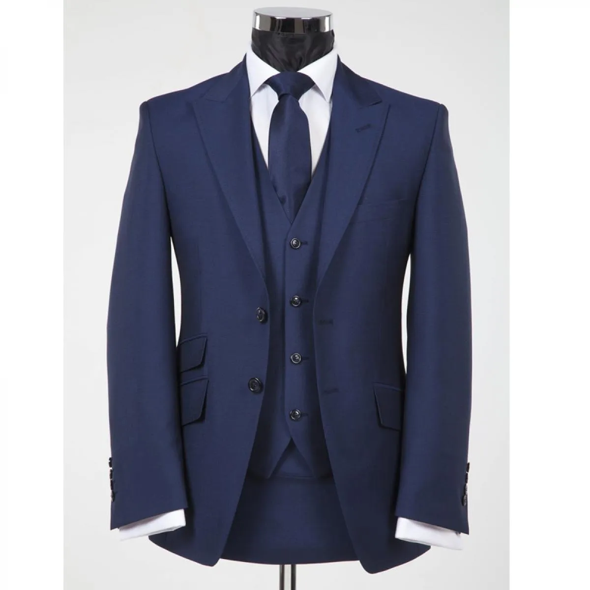 Smoking da sposo blu navy per uomo 3 pezzi slim fit uomo abiti con risvolto a punta giacca formale personalizzata per costume ma