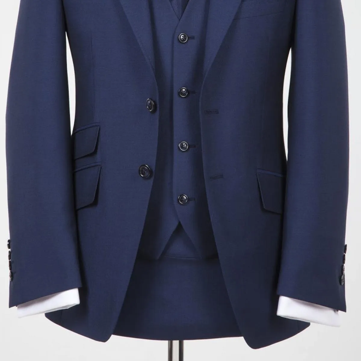 Smoking da sposo blu navy per uomo 3 pezzi slim fit uomo abiti con risvolto a punta giacca formale personalizzata per costume ma