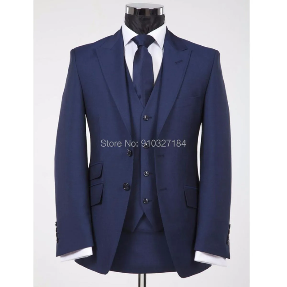 Smoking da sposo blu navy per uomo 3 pezzi slim fit uomo abiti con risvolto a punta giacca formale personalizzata per costume ma