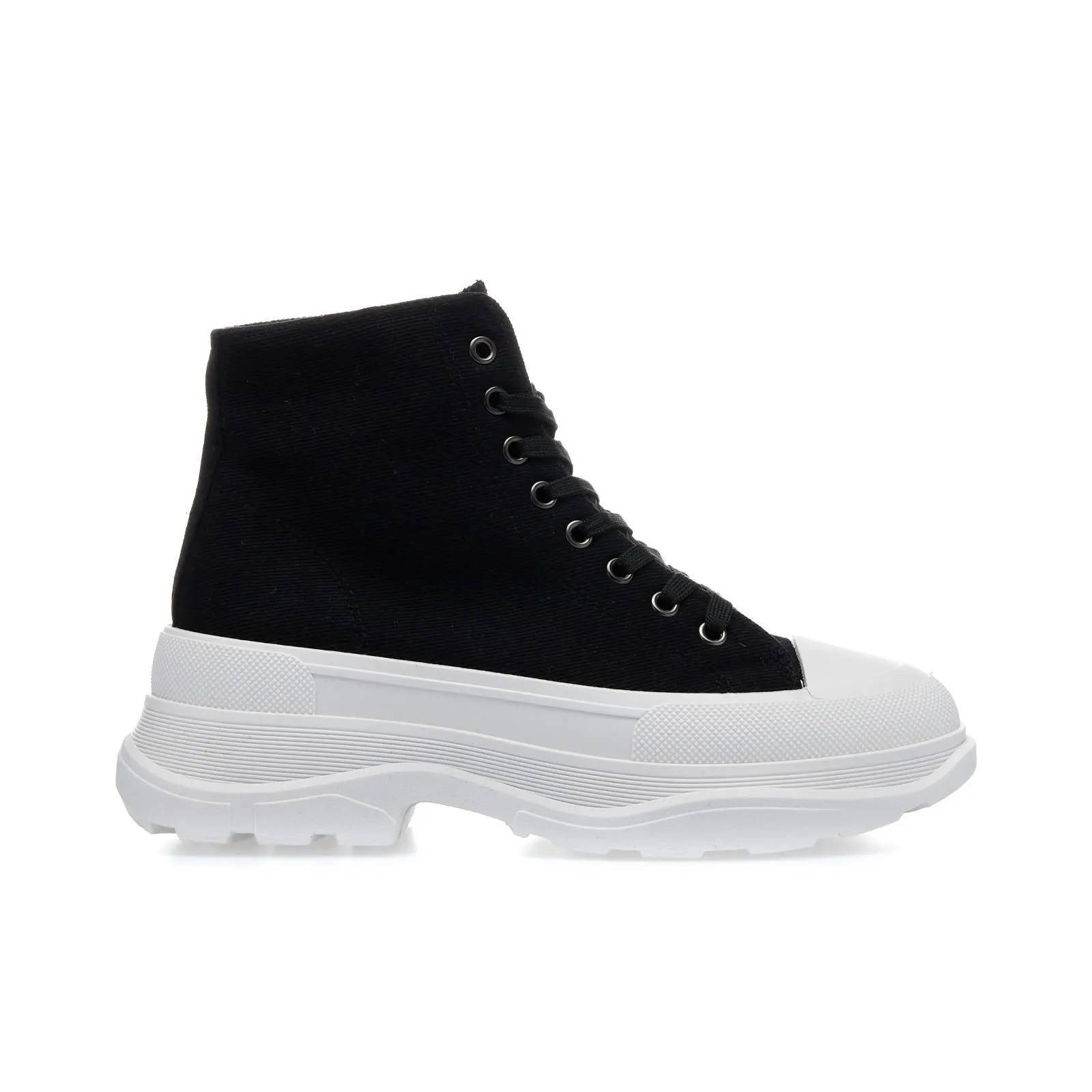 Sneakers alte nere in tela con maxi suola