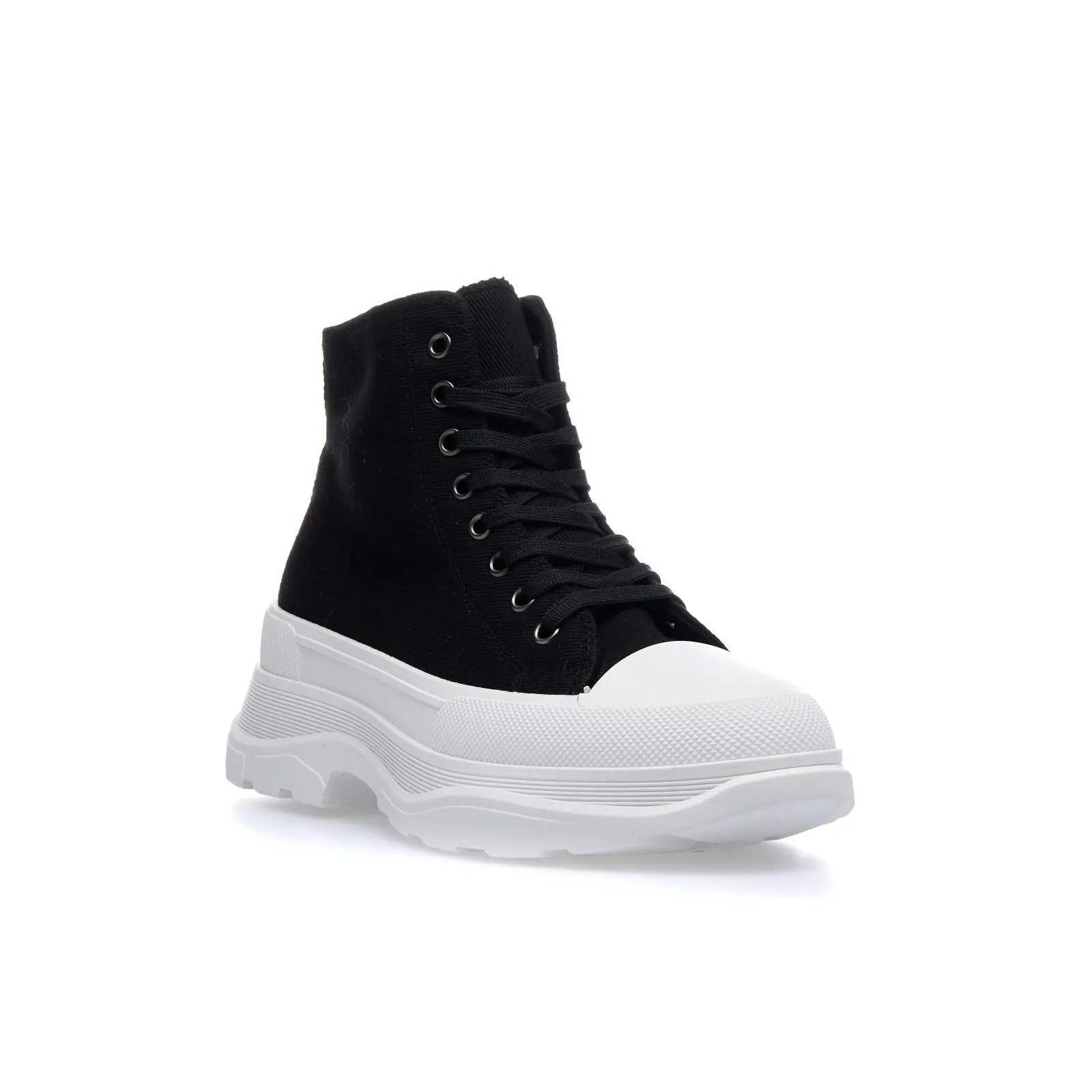 Sneakers alte nere in tela con maxi suola