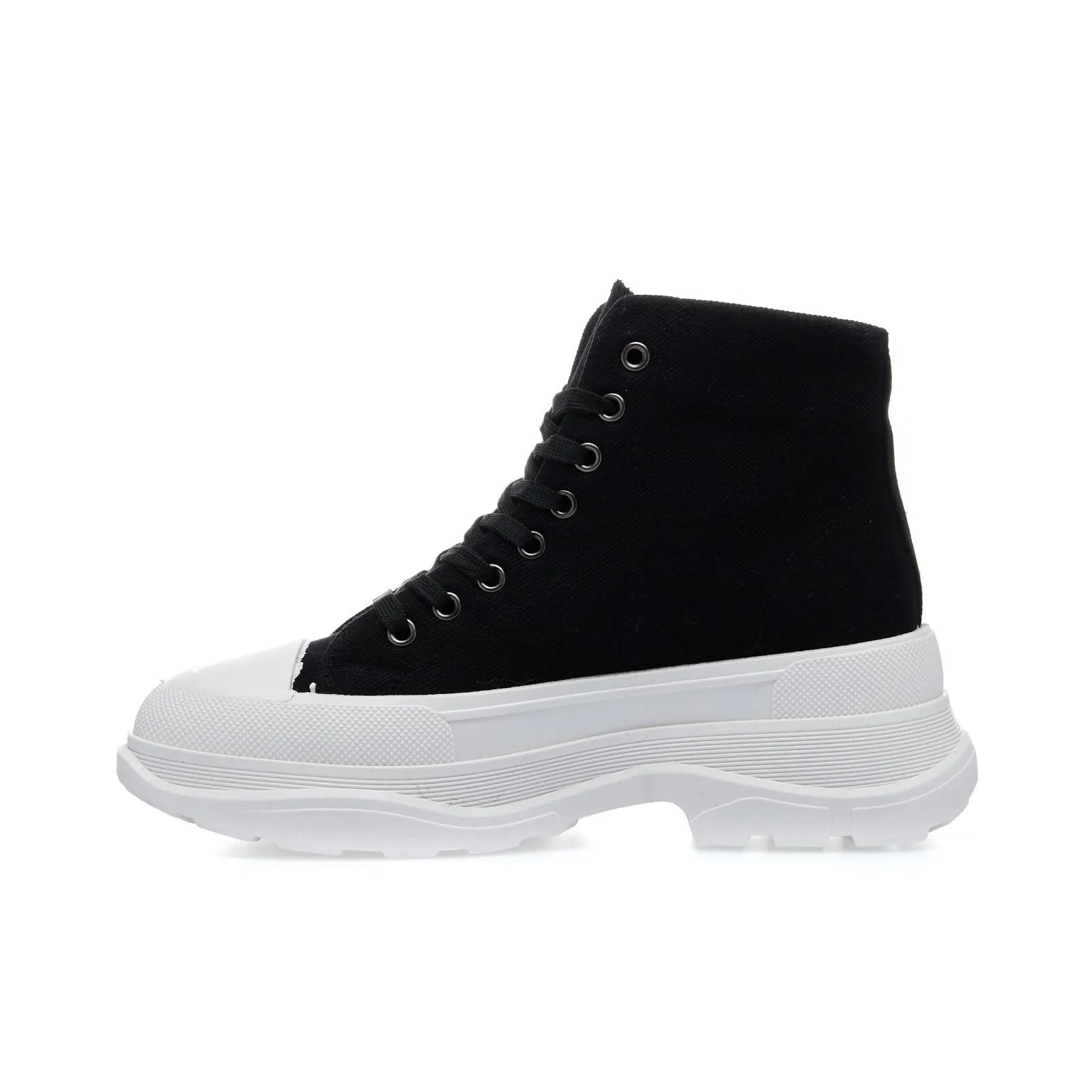 Sneakers alte nere in tela con maxi suola